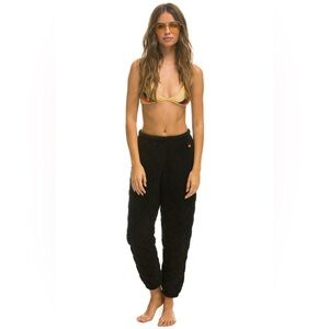 Aviator Nation Black Quilted Sweatpants large new